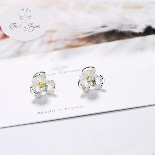 T Aros De Flor Tres Petalos Baño Plata / Todojoyas