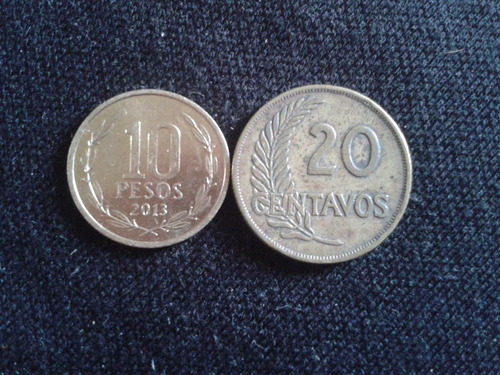 Moneda Perú 20 Centavos 1947 Bronce Canto Delgado (c17)