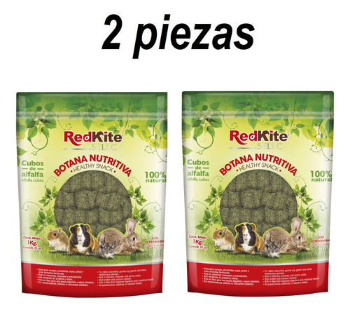 Combo Redkite Alimento Alfalfa Cuyo, Conejo, Gerbo 1kg 2 Pza