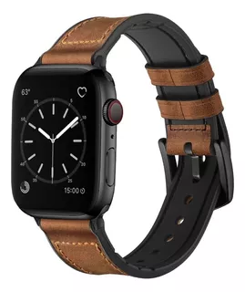 Correa De Cuero Ouheng Para Apple Watch Serie 9 45mm Marrón