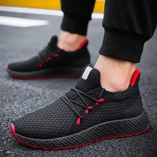 Man Tenis Deportivos Respirables Negros Suela Roja 40
