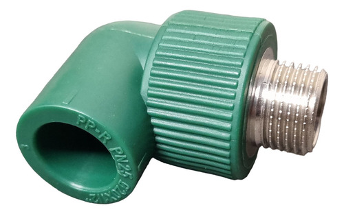Codo Fusión 20mm Con Inserto Metálico Rosca Macho 1/2 Latyn Acabado Mate Color Verde