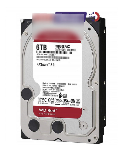 Imagen 1 de 3 de Disco Duro 6tb Western D Sata 3.5'' 5400rpm Red Nas 24/7 New