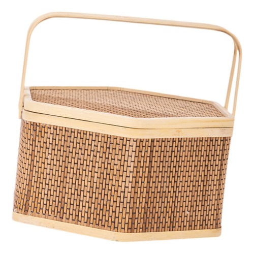 Cesta De Bambú Tejida De Picnic De Té Cesta De Bambú