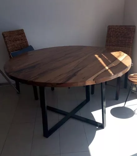 Mesa Redonda De Comedor Madera Dura Maciza 120cm Diámetro