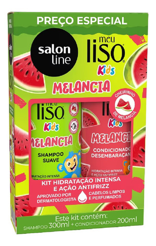 Salon Line Meu Liso Kids Melancia Kit Sha300ml+cond200ml