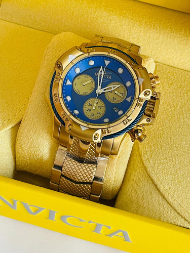 Reloj Invicta Subaqua Dorado Fondo Azul Caballero Full Set