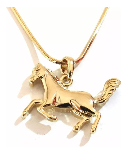 Colar Gargantilha Cavalo Cavalgada Folheado 18k Cor Amarelo