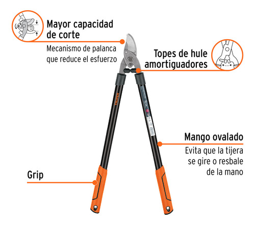 Tijera Para Ramas 21' Mango De Madera Con Gri Truper 18381 Color 52007