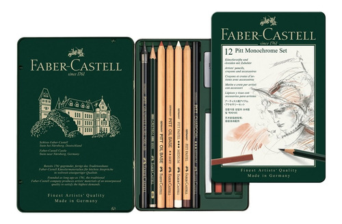 Lapis Esboço Faber Castell Pitt Monochrome Set 12 Pçs 112975