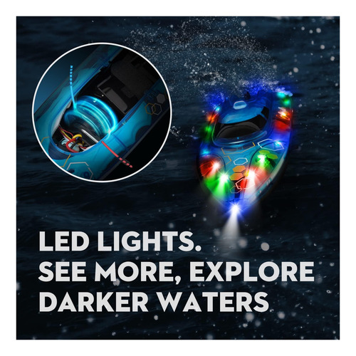 Zyerch Rc Boat Barco De Control Remoto Con Luz Led Para Y Rc