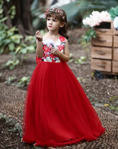 Vestidos Elegante Niñad Color Rojos |