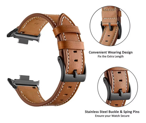 Malla Para Reloj Cuero - Xiaomi Mi Band 9 Pro - Marrón Marrón 21 Cm