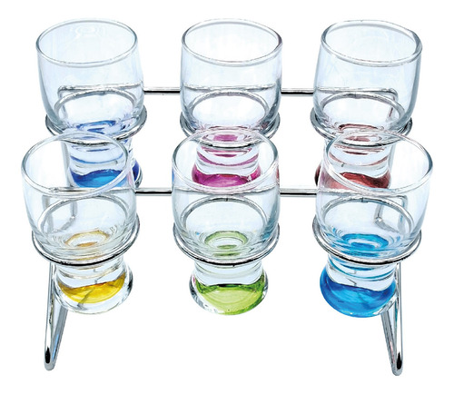 Vasitos Shots De 60ml X 6 Con Base Metálica Color Vidrio Transparente