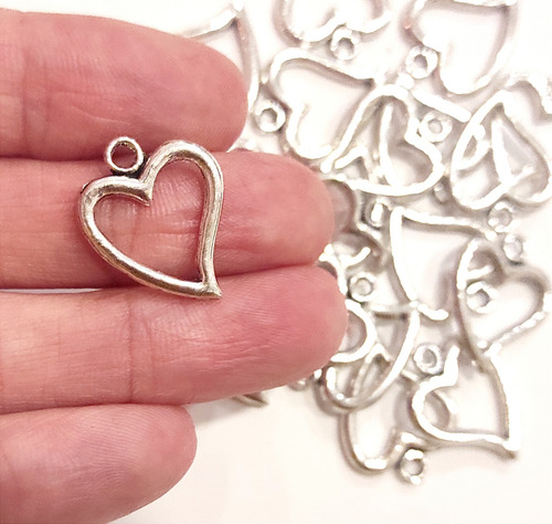 Pack X 20 Dijes Corazón De Metal Souvenirs Bijouterie