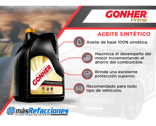 Aceite Para Motor 100% Sintético 5w50 5 Litros Gonher Prime