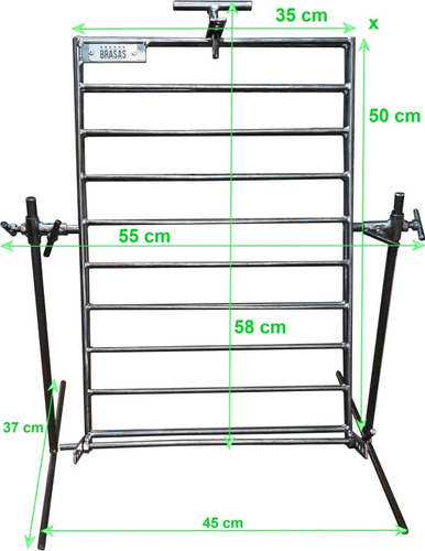 Imagen 3 de 10 de Parrilla Asador Portátil Mantera Pinche 35x50cm - Brasas®