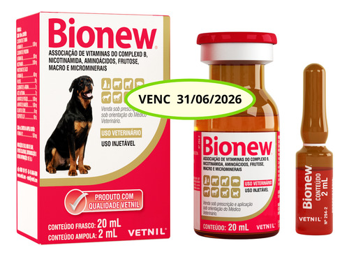 Bionew 20ml Associação De Vitaminas Do Complexo B - Vetnil