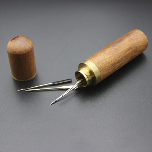 Soporte De Madera Para Agujas De Coser, Estuche De Cuero Par