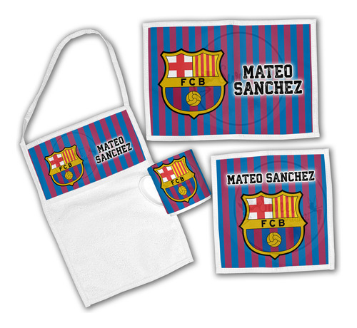 Set De Jardin 4 Piezas (taza-servilleta-mantel-toalla) Barcelona Futbol Club