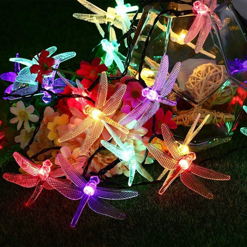 Serie De Luces Coloridas Libélula Carga Solar 6.5 M