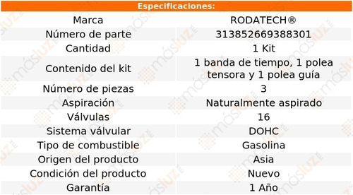 (1) Kit Distribución Banda Renault Logan 1.6l 4 Cil 15/19