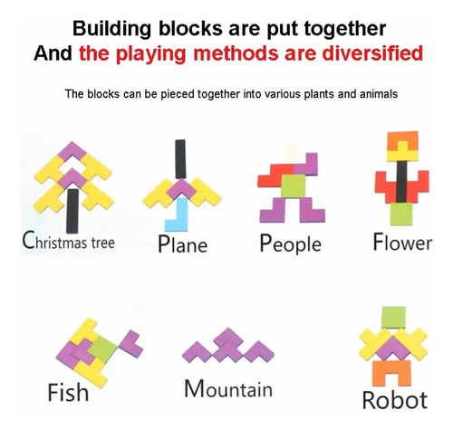 Juego Madera Tipo Tetris. Rompecabezas Tangram Didáctico