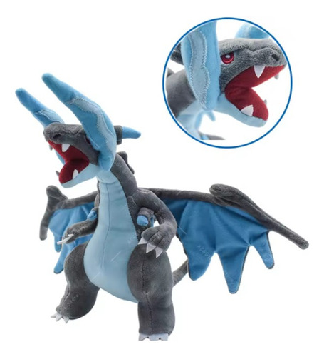 Peluche Pokemón Mega Charizard Versión X De 23 Cm Pikachu