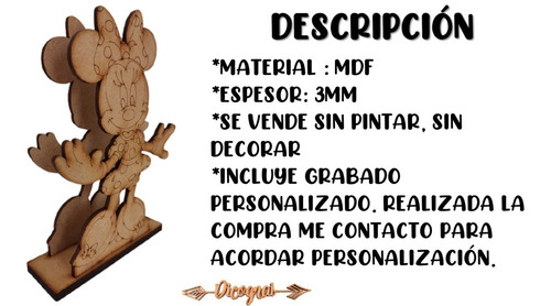Servilletero Mickey Minnie Mouse Grabado Personalizado 20pzs