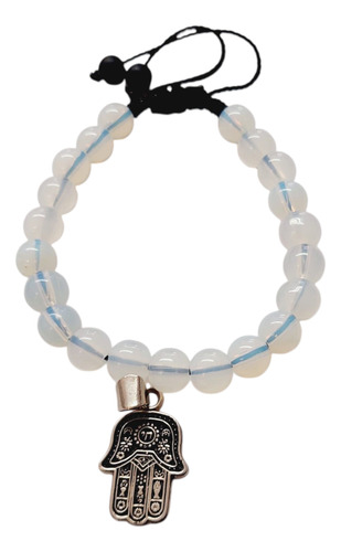 Mano De Fátima Baño En Plata Y Pulsera Piedra Luna Ajustable