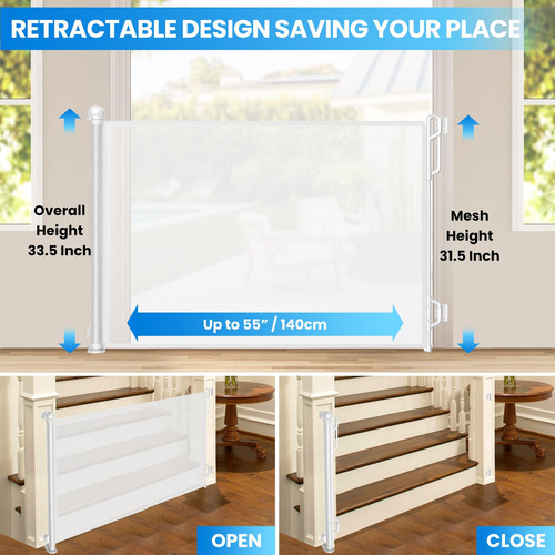 Puerta Retráctil De Seguridad Para Bebés Spaceany De 55 Cm D