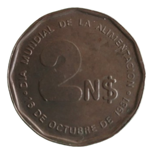 Moneda Uruguay 2 Nuevos Pesos 1981 Sku0001