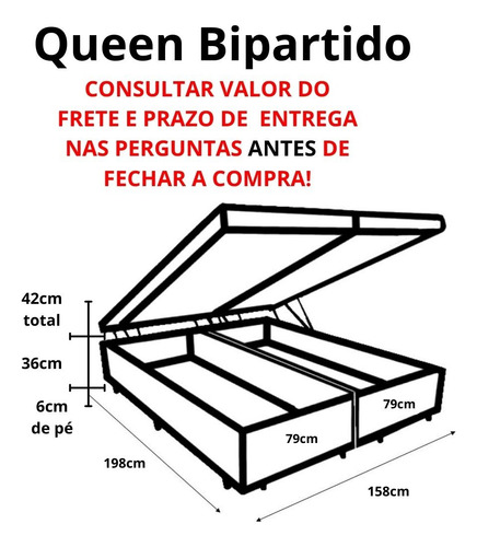 Box Baú Queen Bipartido Bege Bege