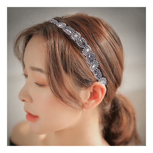 6 Peças De Miçangas Femininas, Tiaras, Strass, Cabelo Elásti