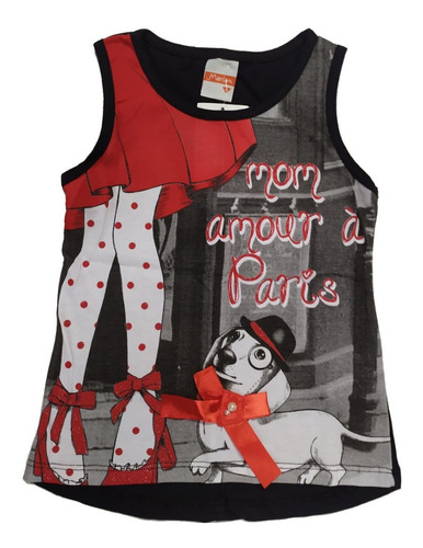 Blusa Infantil Menina Regata Marlan Dog 64285 - Tam 4 À 10