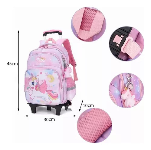 Mochila De Carrito Unicornio Bolsa Primaria Las Ruedas Mochilas Con Ruedas