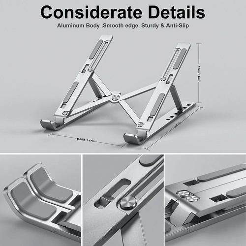 Imagen 5 de 8 de Soporte Regulable Aluminio P/notebook Tablet Jd Lp1017a Cta*
