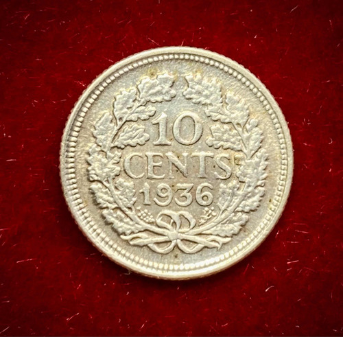 Moneda 10 Centavos Holanda 1936 Km 163 Plata 0.640