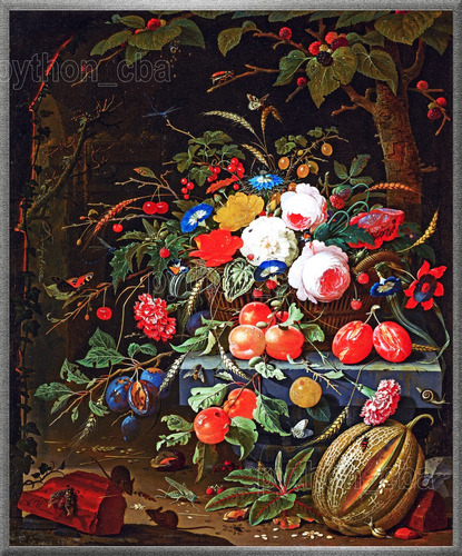 Cuadro Flores Y Frutas Naturaleza Muerta - A Mignon 1670