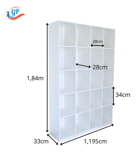 Armário Organizador Com 20 Nichos Para Comércio 100 Mdf Cor Branco Klithovit Decor