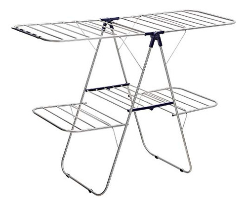 Tendedero Plegable 2 Niveles Con Altura Ajustable Plateado