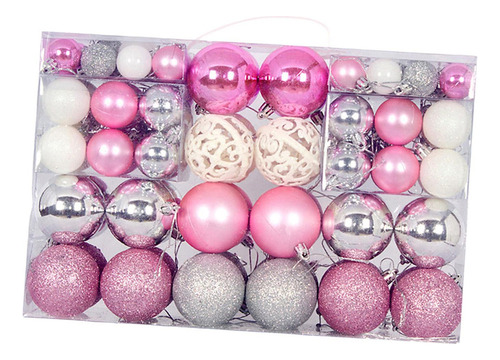 W 100x Adornos De Bolas De Navidad, Adornos Rosa Plata