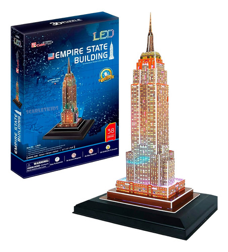 Puzzle 3d Empire State Building Luces Led Cubic Fun Rompecab