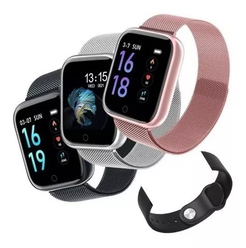 Relógio Smart Watch T80 Preto + 2 Pulseiras + Fone +película