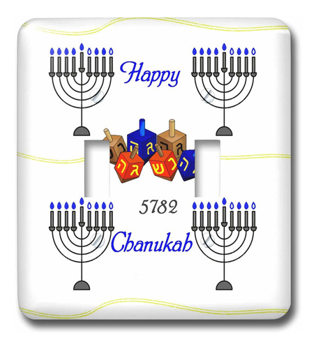 Imagen 3drose Cuatro Menorahs Negro Dreidels Azule Tapa