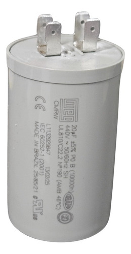 5 Capacitores Permanente 20uf 440v Weg 10045915