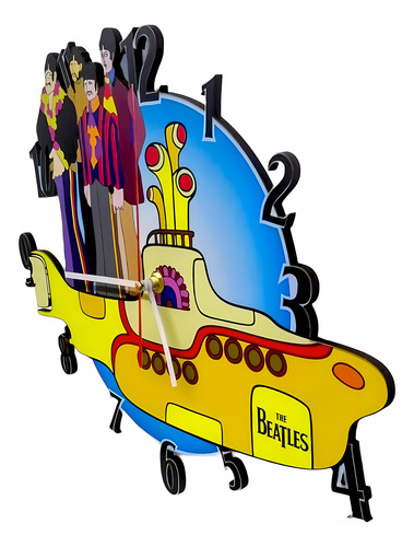 Reloj De Pared De Beatles Yellow Submarin Negro Amarillo