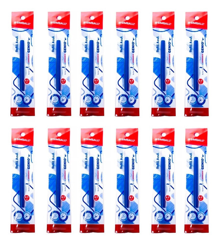 12 Repuestos P/ Lapicera Roller Borrable Genio Simball Azul