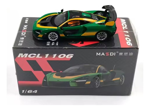 Miniatura Mclaren Senna Ayrton Senna Mcl1106 Masdi 1:64 Verde E Amarelo