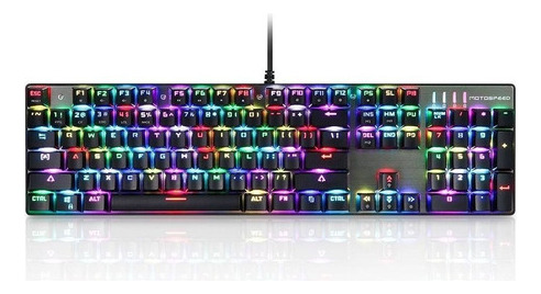 Teclado mecánico Motospeed Ck104 Silver Gamer, conmutador RGB, idioma inglés, teclado estadounidense, color azul